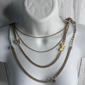 Vintage Y2K Grunge Multi Strand Butterfly Charm Necklace Juicy Couture